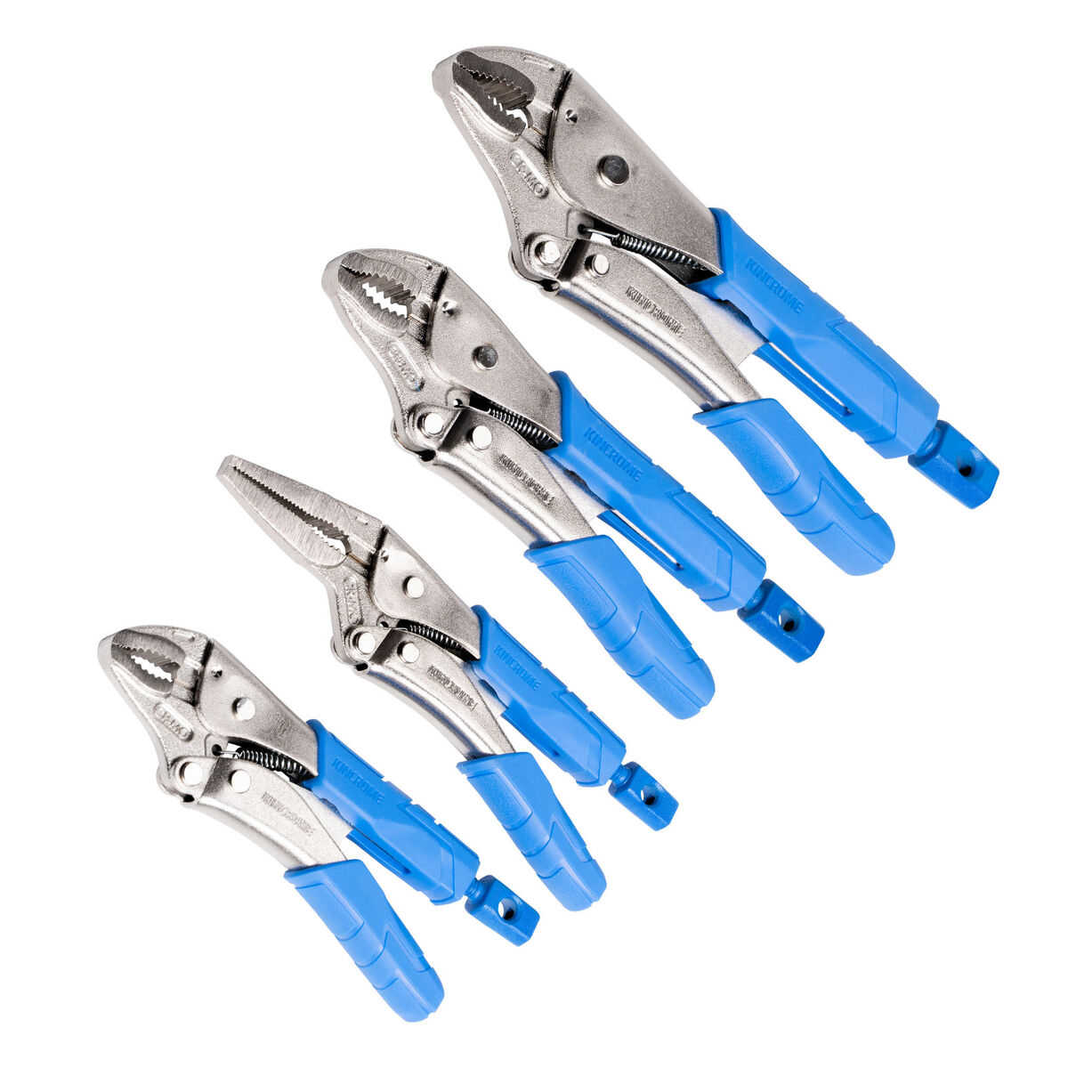 Kincrome 4pce Soft Grip Long Nose & Curved Jaw Locking Plier Set