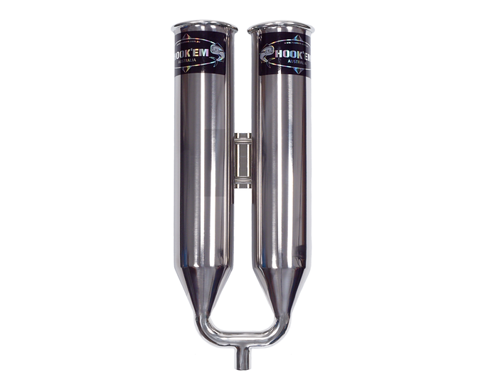 Hookem Double Live Bait Tube - 3" (75mm) - Straight - Quick Release - Stainless Steel