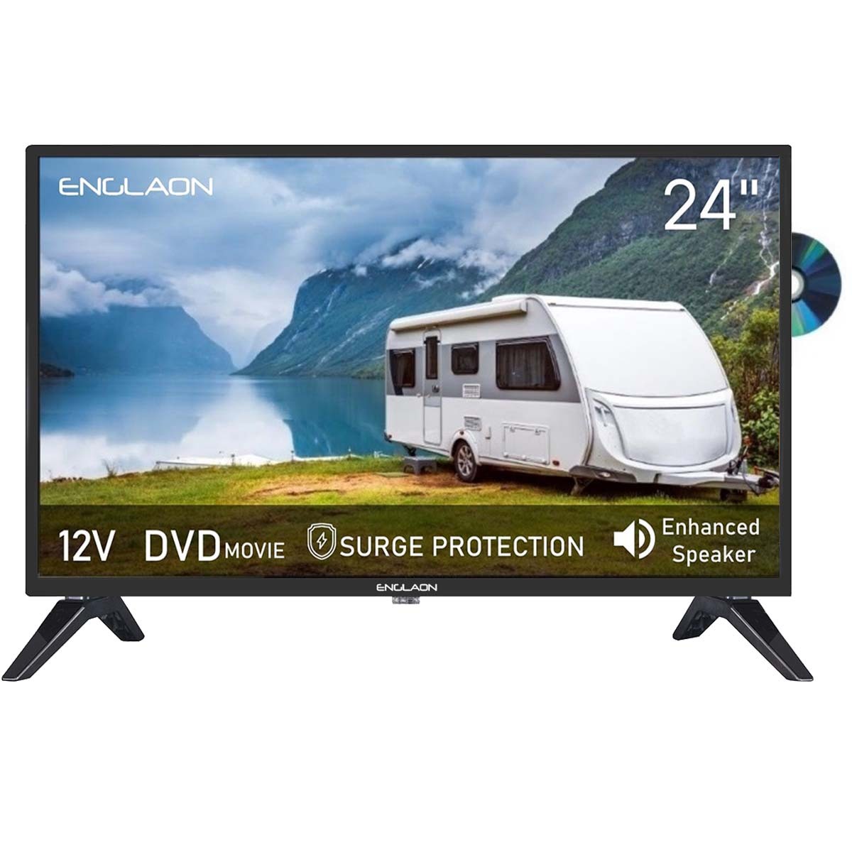 Engalaon 24″ HD LED 12V TV with Built-in DVD player