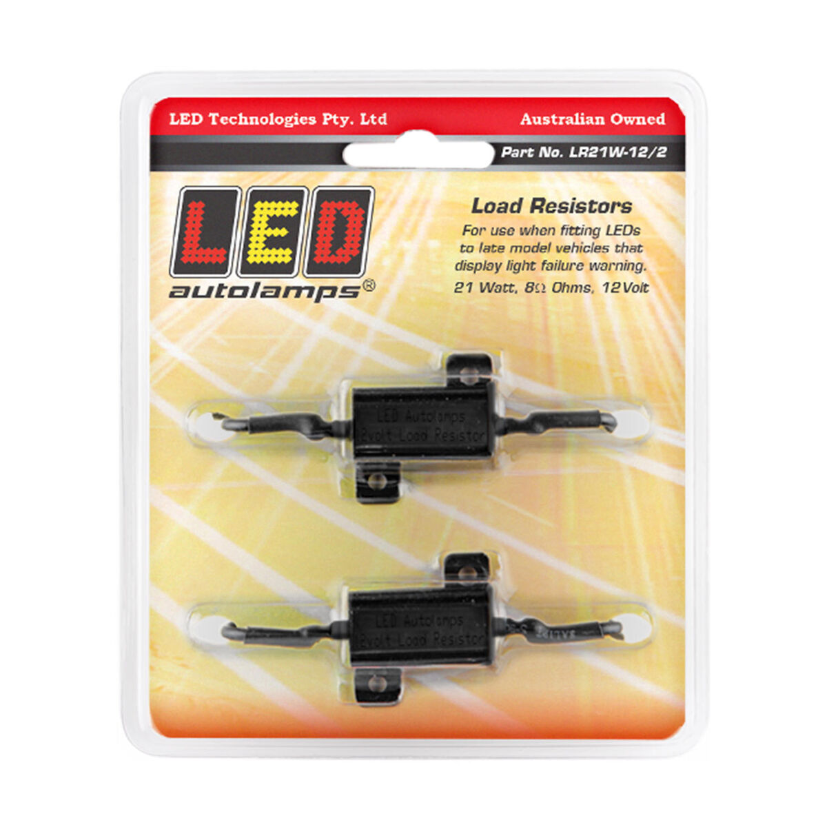 LED Autolamps LR21W-12/2 Twin Pack Load Resistor 12V 21Watt Blister Pack
