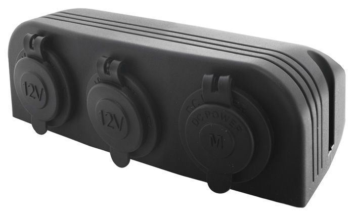3 Way Surface Mount With 2 X Cigarette Sockets & 1 X Merit Socket With Covers