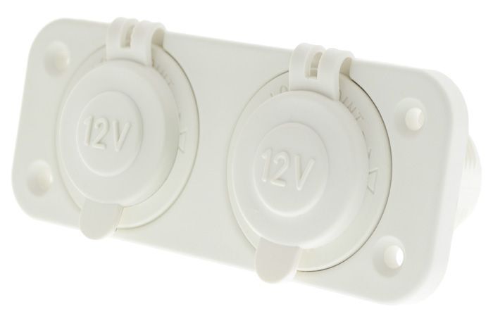 White Dual Flush Mount With Cigarette Sockets With Covers