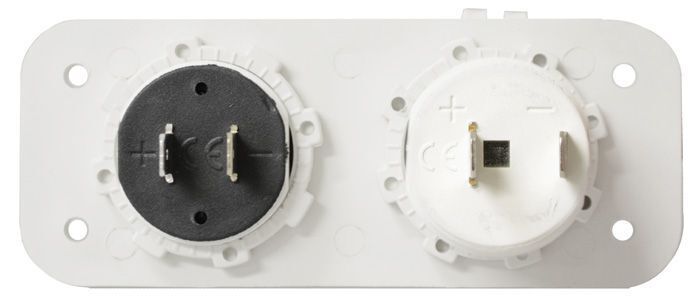 White Dual Flush Mount With 1 X Voltmeter & 1 X Cigarette Socket With Cover