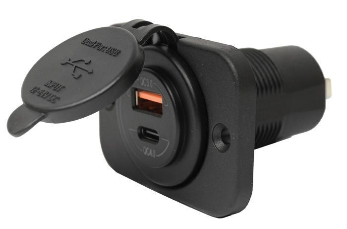 12/24Vqc3.0/4.0A Usb Panel Mnt Port 1: 3.6 -12V Max 18W Port C: 5 -20V Max 36W