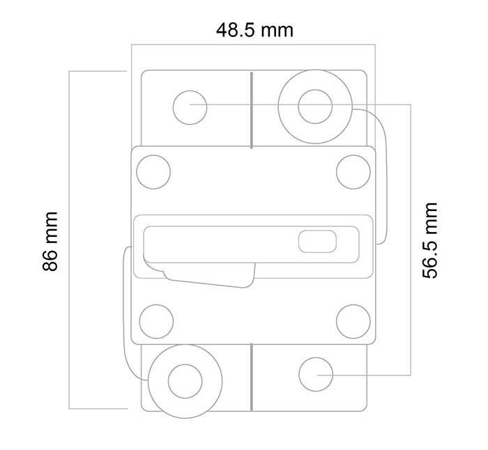 50A 48Vdc H/D Circuit Breaker Surface Mount Manual Reset 3/8In-16 Stud Size Rating Ip67