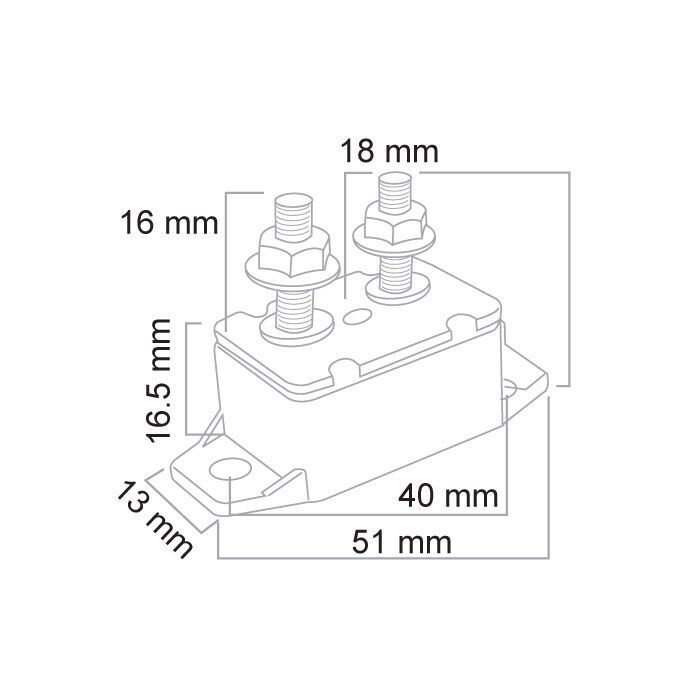 Circuit Breaker Plastic 30Amp Type 1 Cycling Long And Short 10-32 Studs With Nuts