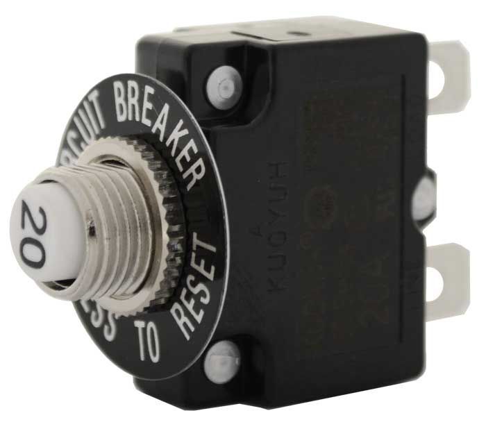 20A Panel Mnt Circuit Breaker 32Vdc Manual Reset