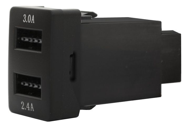 2Xusb Port3.0/2.4A to suit Toyota Late 2008-2017; Hole Size 28X17Mm 33X22Mm Blue Led