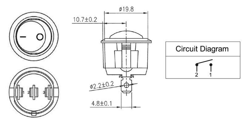 12V 20A Off/On Rocker Switch Spst With I/O Symbol Fits In 20Mm Hole