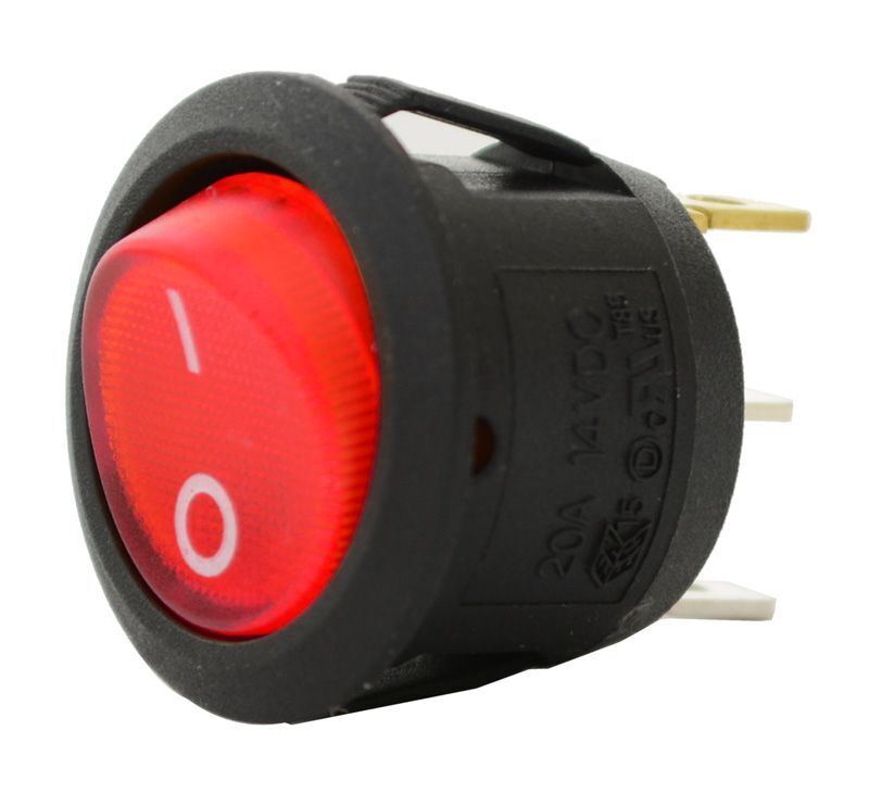 12V 20A Red Rocker Switch Off/On Spst With I/O Symbol Fits In 20Mm Hole