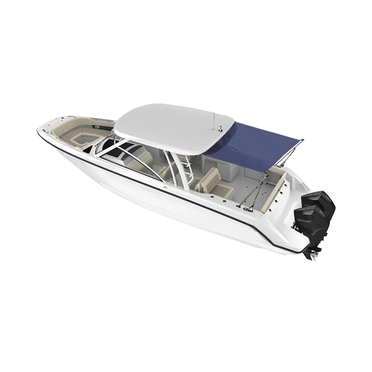 Oceansouth Stern Shade Kit 2.6m x 2.0m (8.5Ft x 6.5Ft) Blue