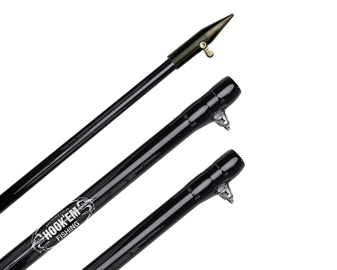 Hookem 2 X 4.5M (15FT) 3 Piece Black Fibreglass Outrigger Poles Only - No Bases Or Rigging Kit