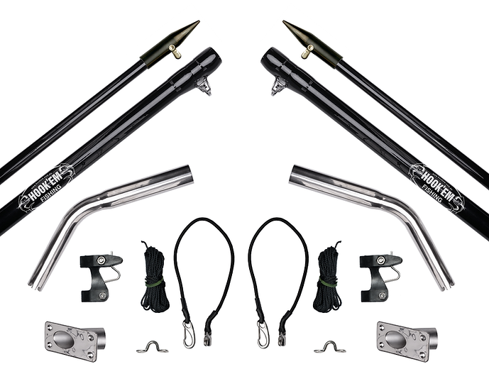 Hookem Complete Outrigger Set - Includes 2 X 3M (10FT) - Black