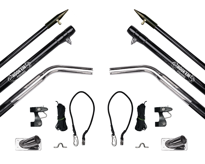 Hookem Complete Outrigger Set - Includes 2 X 4.5M (15FT) - Black