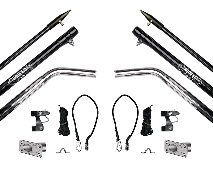 Hookem Complete Outrigger Set - Includes 2 X 4.5M (15FT) - Black