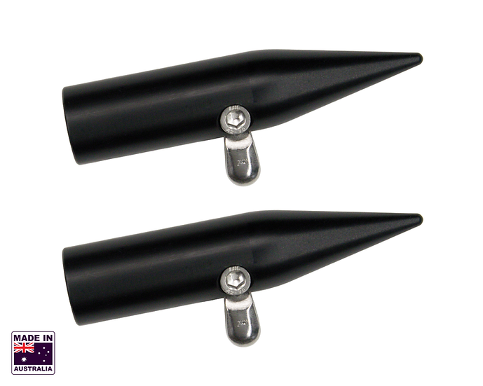 Hookem Outrigger Spear End - Anodized Black With Mini Stainless Steel Roller - Pair