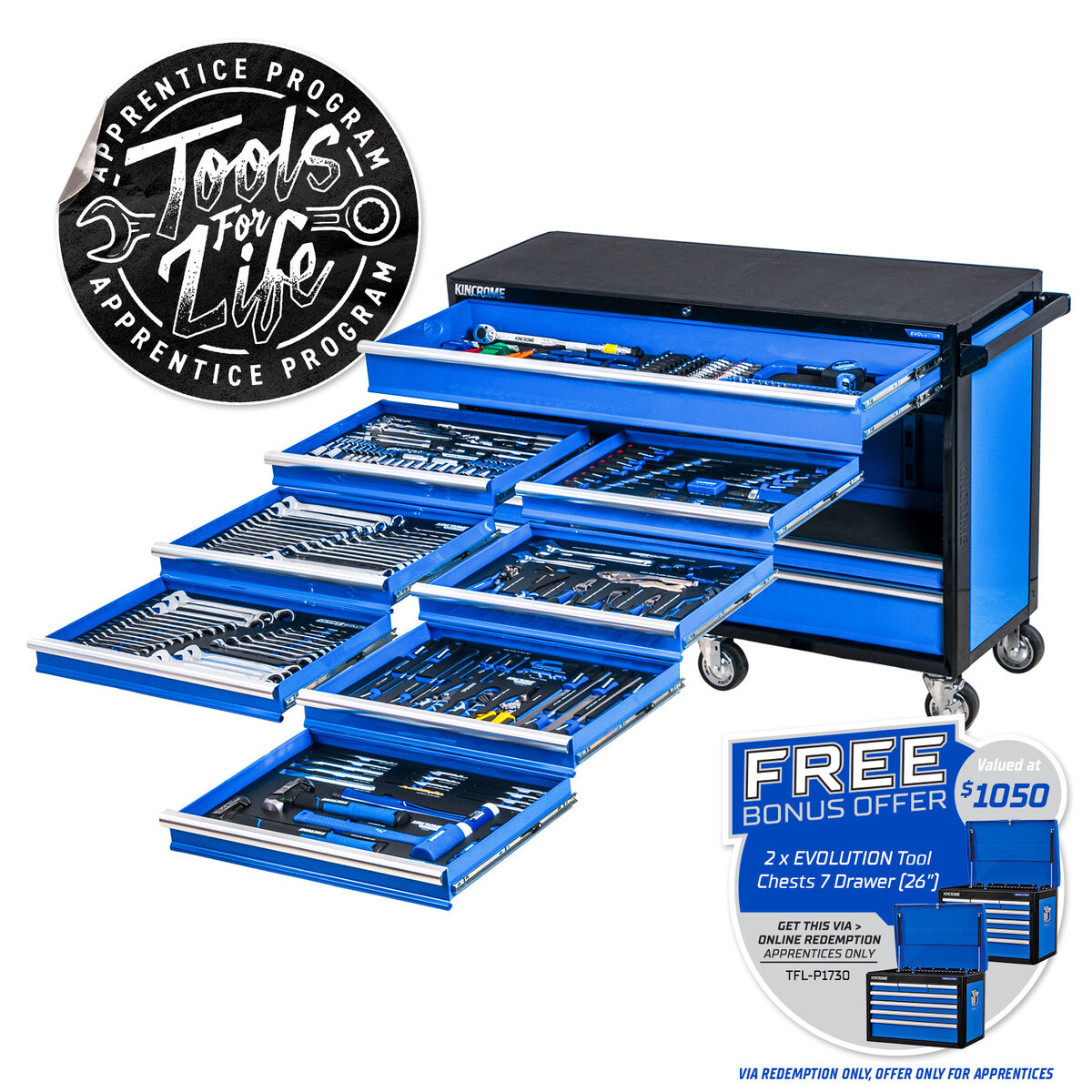 Kincrome EVOLUTION Trolley Tool Kit 493 Piece 13 Drawer (53")