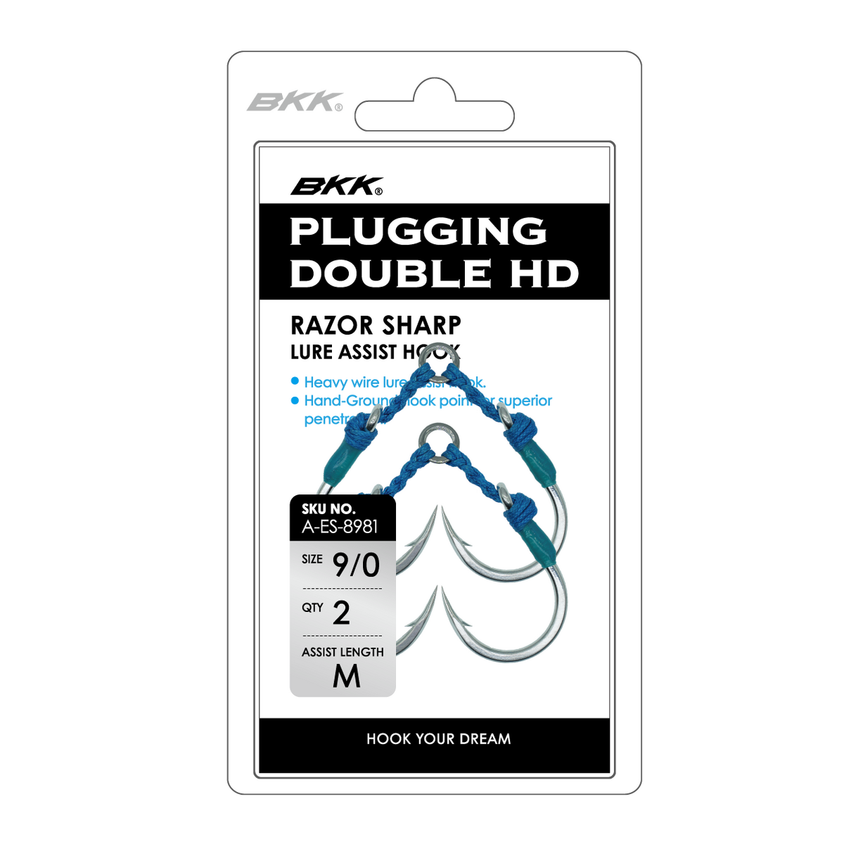 BKK Plugging Double HD Hook - 9/0-M - 1 Twin Assist Per Pack