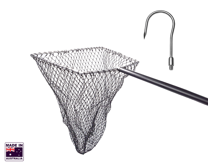 Hookem Multi 3 Piece Interchangeable Net/Gaff Combo - 8 X 85mm Head - (Approx 60 X 55cm) Hoop