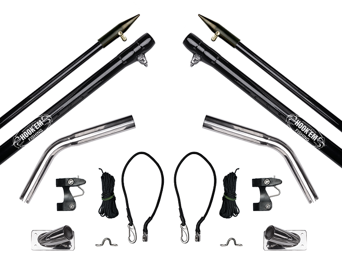 Hookem Complete Outrigger Set - Includes 2 X 4.5M (15FT) - Black