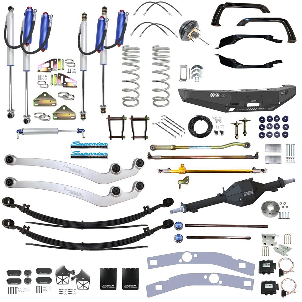 Superior Engineering Outback Tourer AWL Leaf Sprung 5" Lift, Suits 37" Tyres, Track Corrected Chromoly Diamond Diff, 4T GVM to suit Toyota LC 79 Serie
