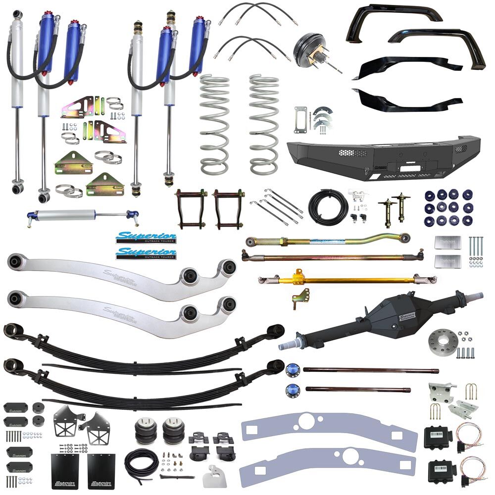 Superior Engineering Outback Tourer AWL Leaf Sprung 5" Lift, Suits 37" Tyres, Track Corrected Chromoly Diamond Diff, 4.2T GVM + 300mm Chassis Extensio