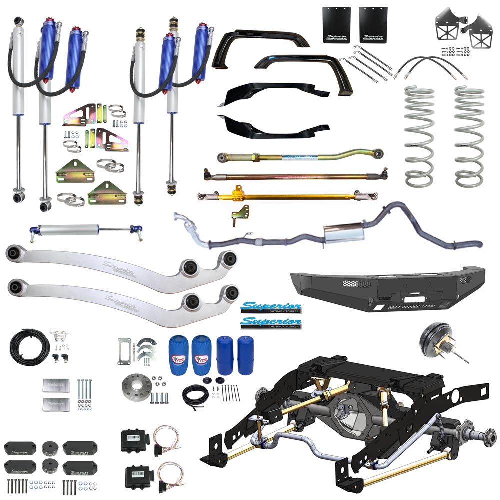 Superior Engineering Outback Tourer AWL Weld In Coil Conv 5" Lift, Suits 37" Tyres, Track Corrected Chromoly Diamond Diff, 4.2T GVM +300mm Chassis Ext