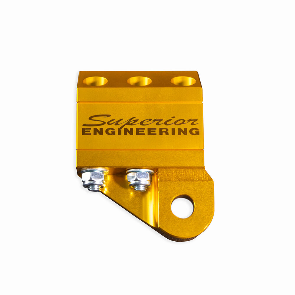 Superior Engineering Superior Billet Series 7075-T6 Alloy Damper Bracket to suit Nissan Patrol GU Suit Drag Link (Tapered Pin) Gold