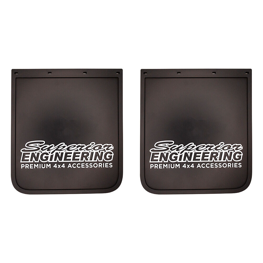Superior Engineering Superior Premium Mudflaps Large 320mm x 350mm - White Logo (Pair)