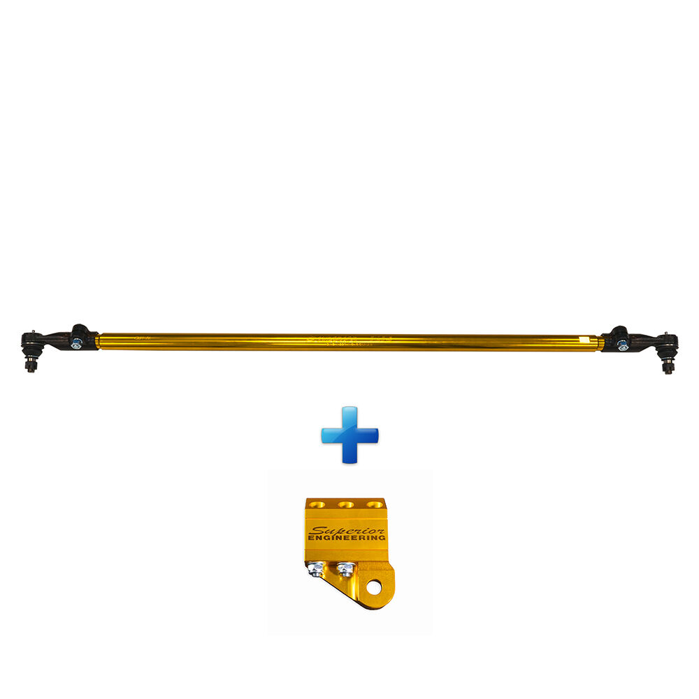 Superior Engineering Billet Series 7075 - T6 Alloy Drag Link Solid Bar 0-3" (0-75mm) Lift with Nissan Genuine Tie Rod Ends to suit Nissan Patrol GU 1/