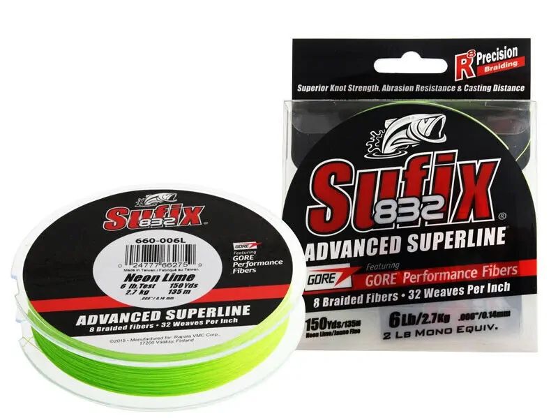 Sufix 832 Braid 6lb 300yds Neon Lime