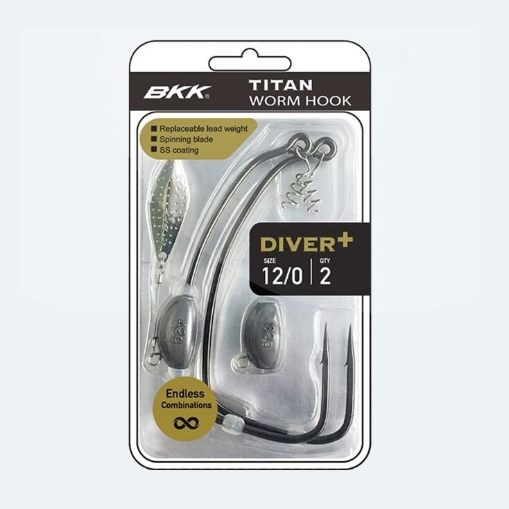 BKK Titan Diver Plus Worm Hook - 14/0 - 2 Per Pack