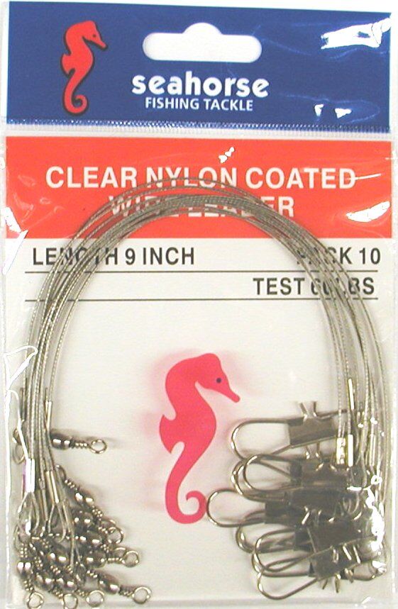 Seahorse Tackle Trace Std Kor 9"X60Lb Nylon Coat
