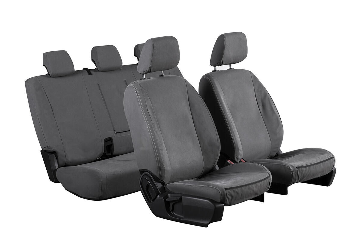 Rubbertree Black Canvas Seat Covers Fits Toyota Landcruiser Prado (J150 7 Seat 1St Facelift) 2014-2017 Full Set, 7 Seats