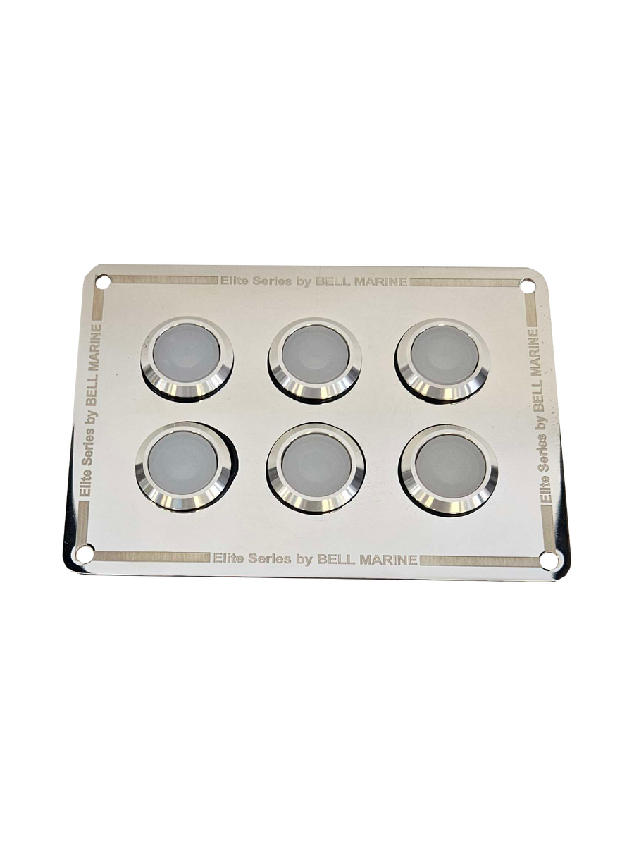 Viper 6 Gang S.B.S. Stainless Steel Switch Panel With 20A Backlit Switches
