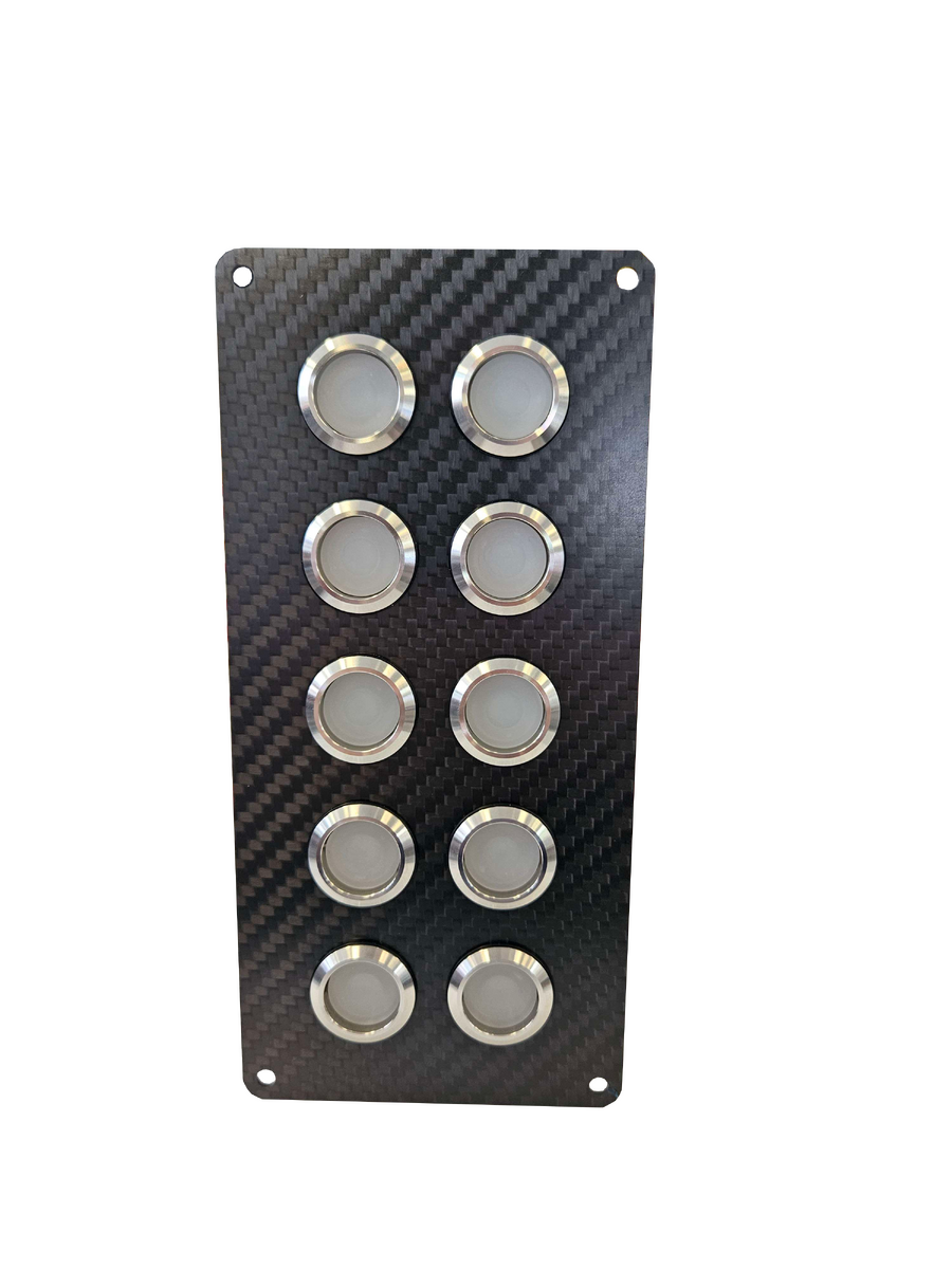 Viper 10 Gang Carbon Fibre Switch Panel With 20A Backlit Switches