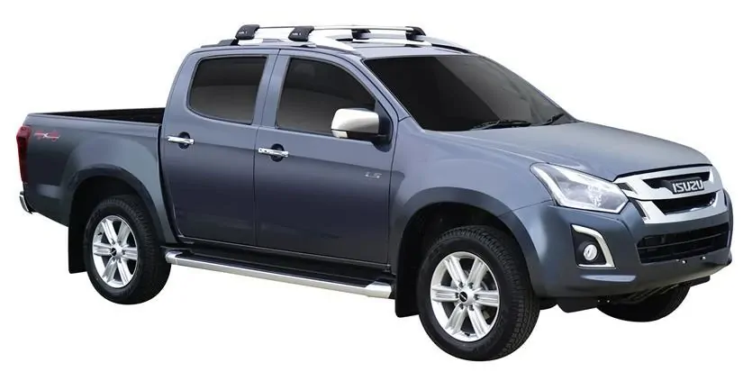 Yakima FlushBar 105cm Silver Pair (S7Y) To Suit Isuzu D-Max LS-T Crew Cab /2012-08/2020
