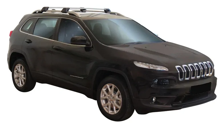 Yakima FlushBar 100 & 105cm Silver Pair (S26Y) To Suit Jeep Cherokee 5dr SUV /2014-/2023