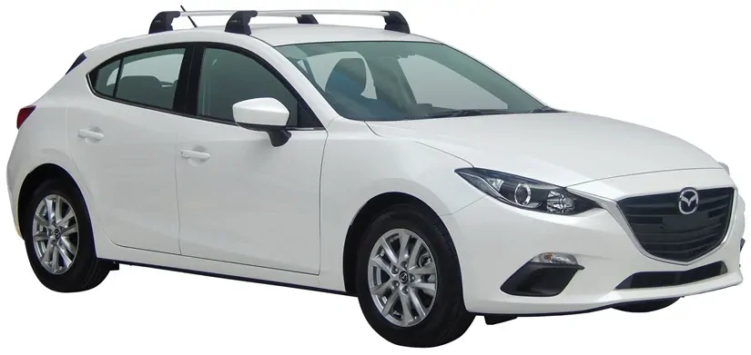 Yakima FlushBar 100 & 105cm Silver Pair (S26Y) To Suit Mazda 3 5dr Hatch 10/2013-/2016