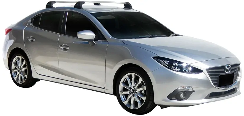 Yakima FlushBar 100 & 105cm Silver Pair (S26Y) To Suit Mazda 3 4dr Sedan /2016-03/2019
