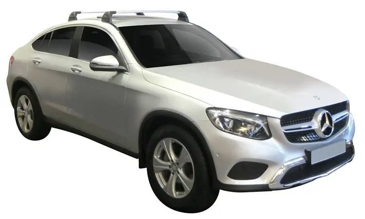 Yakima FlushBar 100 & 105cm Silver Pair (S26Y) To Suit Mercedes-Benz GLC Coupe /2016-/On