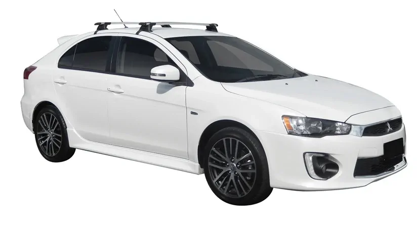 Yakima ThruBar 120cm Silver Pair (S16Y) To Suit Mitsubishi Lancer 5dr Hatch 09/2007-/2016