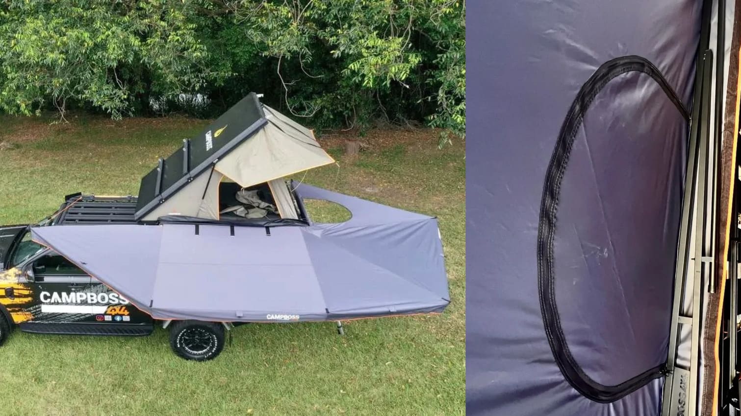 CampBoss Boss Shadow 270 XL with Zip Opening for Rooftop tent