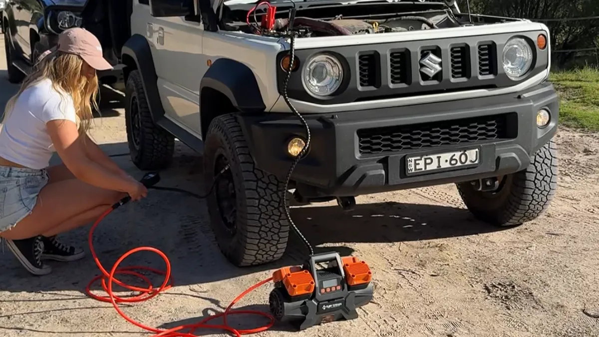 Maddy Bockett with her Suzuki Jimny set up for a camping trip