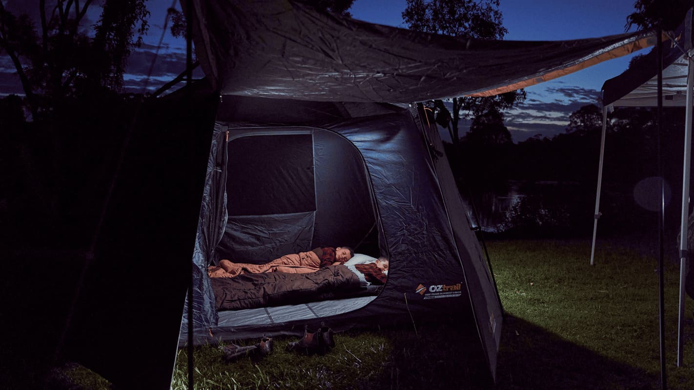 ground tent at night