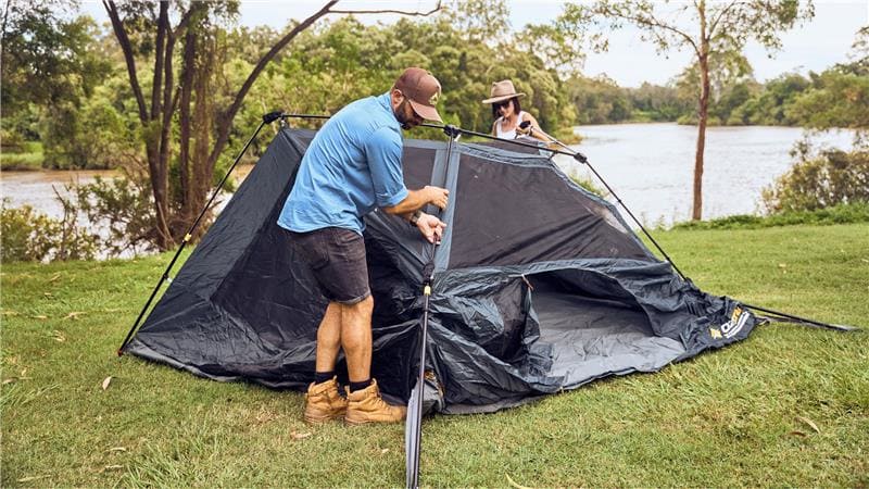 setting up ground tent