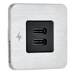 Scanstrut Charge Socket Tile Interior Dual Usb C 12/24V S/S