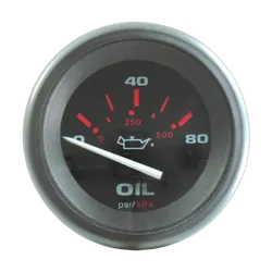 Veethree Instruments - Black Amega Domed Oil Pressure Gauge 0-80 Psi