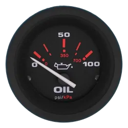 Veethree Instruments - Black Amega Domed Oil Pressure Gauge 0-100 Psi