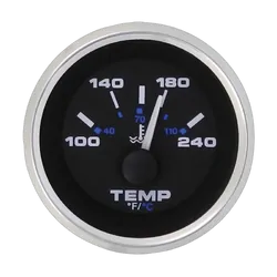 Veethree Instruments - Premier Pro Domed Water Temp Gauge 120-240F Stainless Steel Trim